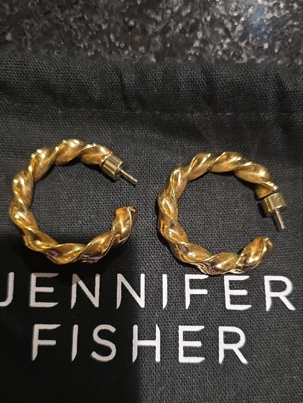 Jennifer Fisher 1.5" Gold Plated Twisted Hoop Earrings - Picture 3 of 3